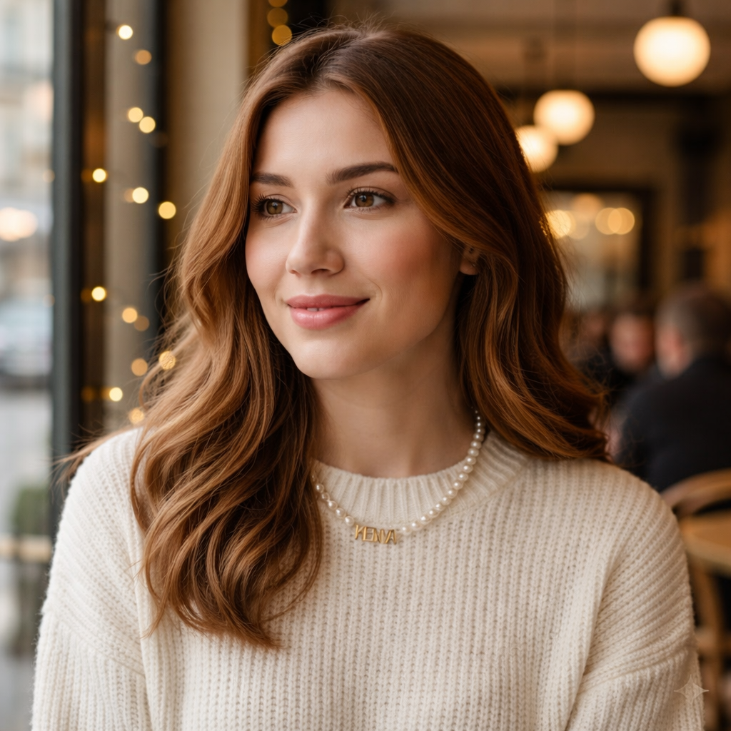 Collier personnalisé Sipuris Pearl, prénom en acier inoxydable, collier doré