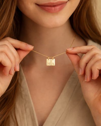 Collier 2 Initiales 18K Personnalisé