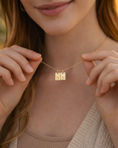 Collier 2 Initiales 18K Personnalisé
