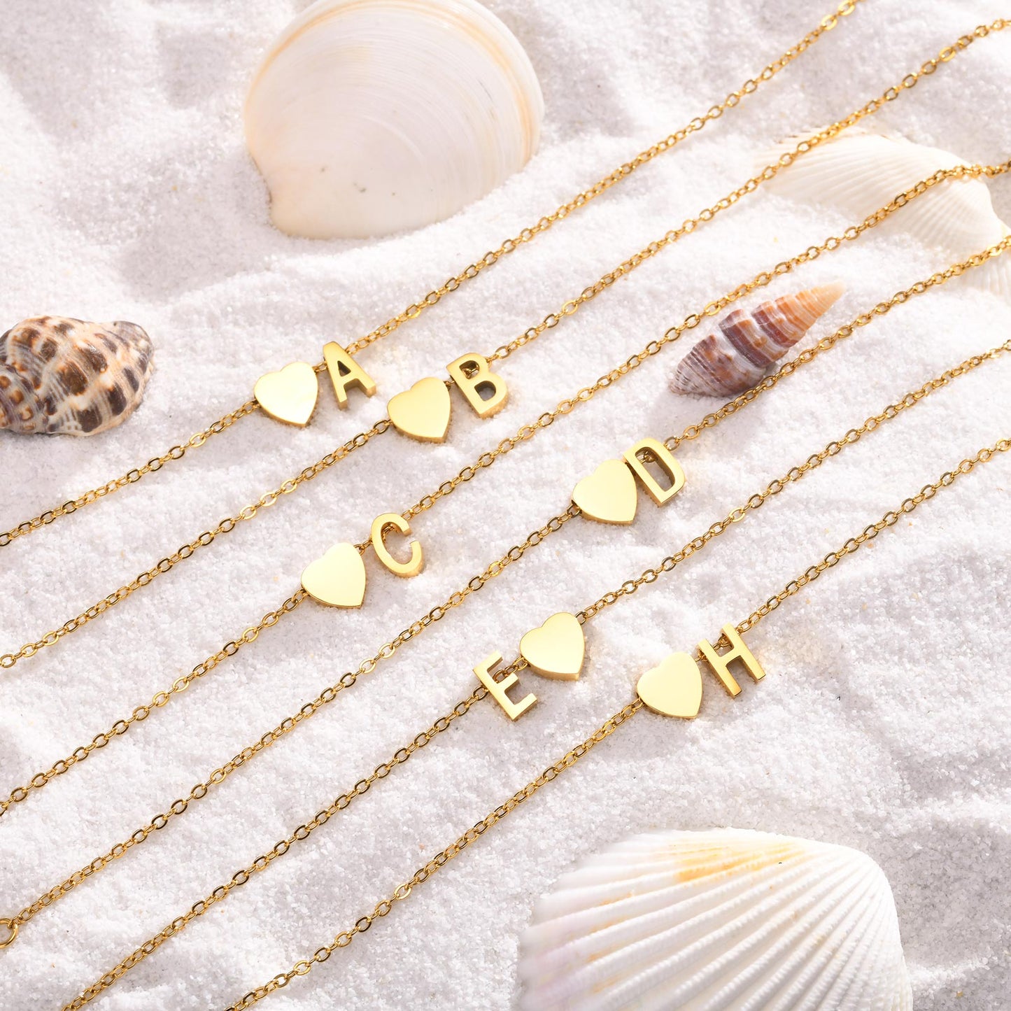 Bracelet de cheville avec cœur et initiale