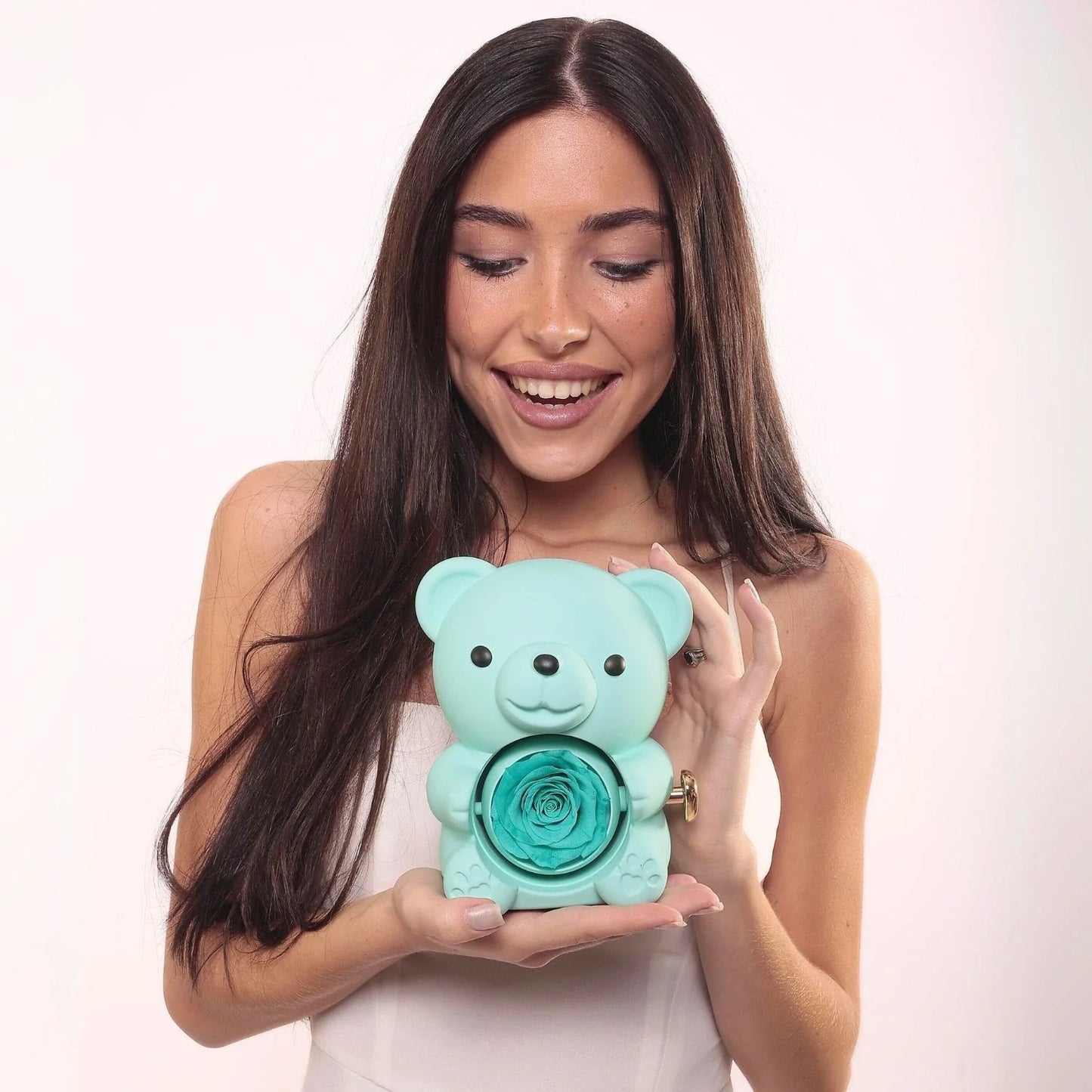 Ours Rose Éternelle & Collier Personnalisé