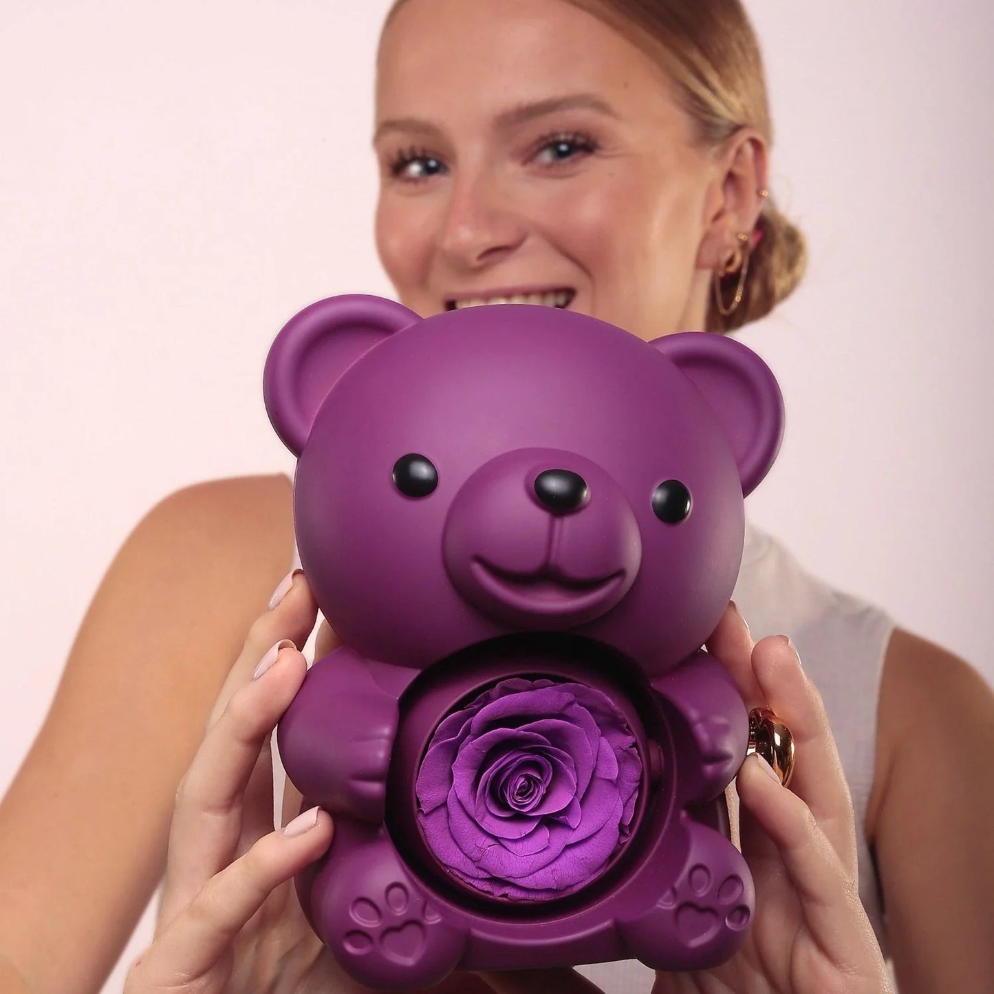 Ours Rose Éternelle & Collier Personnalisé