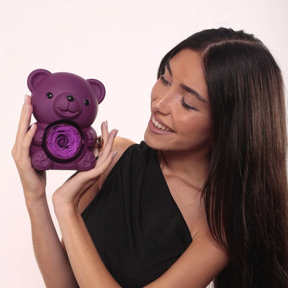 Ours Rose Éternelle & Collier Personnalisé